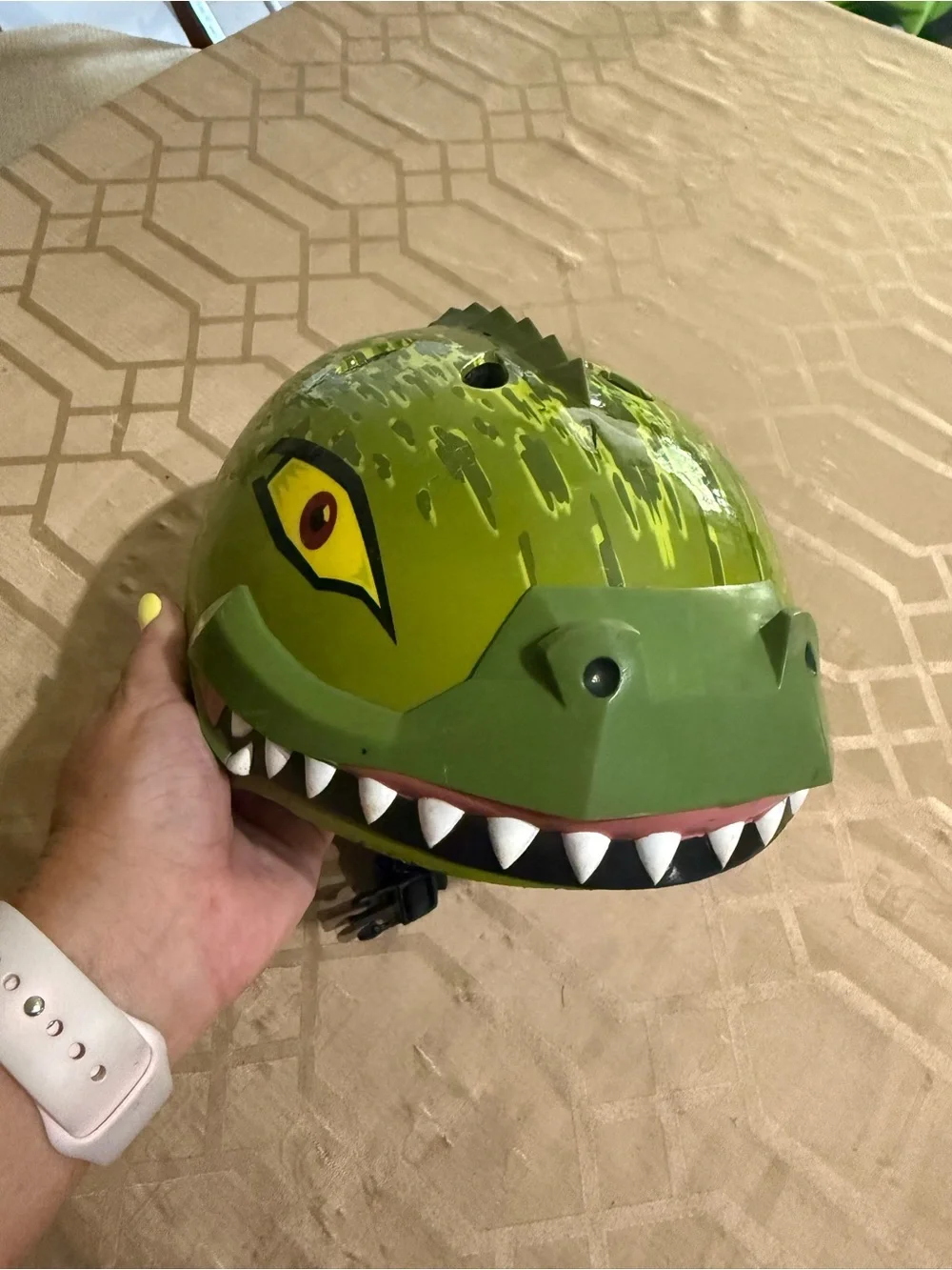 Kids Green Dinosaur Bike Helmet - Unbranded